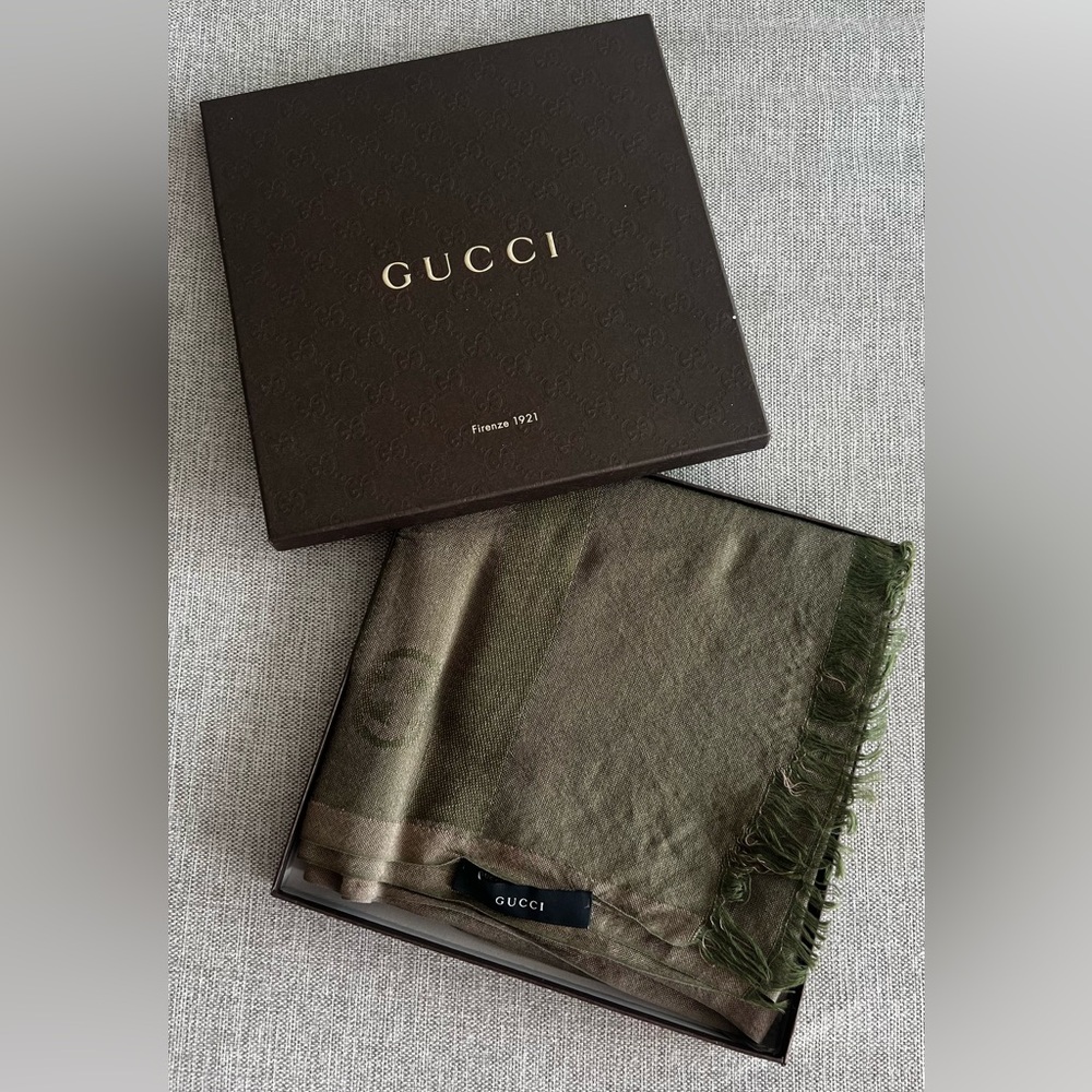 Gucci scarf silk cotton blend .